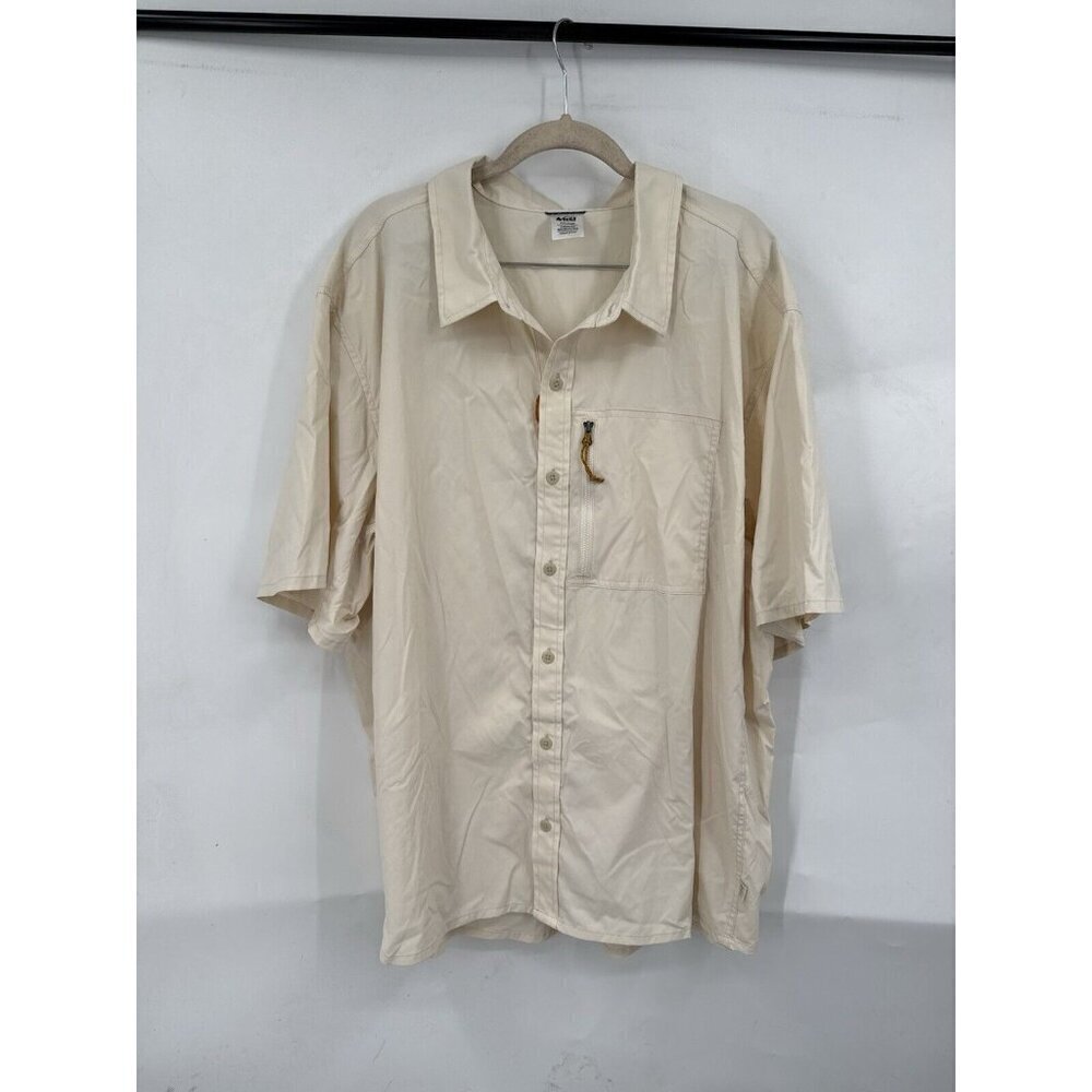 REI Co-Op Button Front Shirt Men XXL‎ Cream Outdoor Camping Hiking Gorpcore